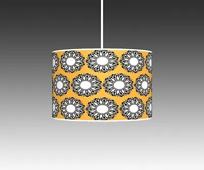 £34.99 • Buy Retro Mustard Lampshade Yellow White Ceiling Floor Lamp Lampshade Drum Shade