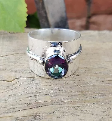 Mystic Topaz Spinner 925  Silver Lovely  Handmade Ring In All Size PG066 • $13.30