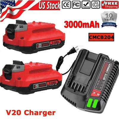 Battery / Charger For Craftsman V20 20 Volt MAX Lithium CMCB204 CMCB202 CMCB201 • $19