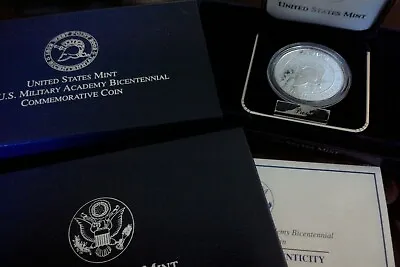 2002 U.S. Military Academy Bicentennial Commemorative Proof Silver Dollar W/COA • $1.25