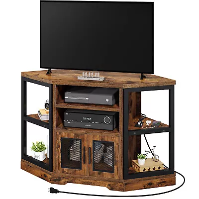 Corner TV Stand For 55 Inch TV Entertainment Media Console With Power Outlets • $119.99