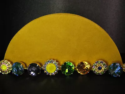 MARIANA BRACELET SWAROVSKI CRYSTALS FLOWER GREEN MULTI COLOR Yellow Gold PL  • $230