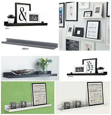 Wooden Floating Shelf Shelves Kit Wall Mounted Display Unit Home Office Decor • £10.95