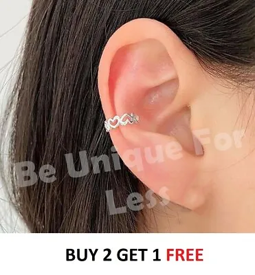 Heart Cuff Ring Fashion Jewelry Conch Ear Cuff Wrap No Piercing-Clip On Earring • £3.49