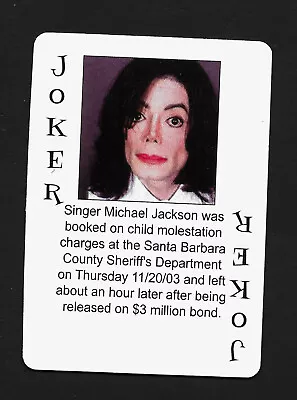 Michael Jackson Mug Shot Starz Behind Barz Playing Card Single Swap JOKER 1 Card • $4.24