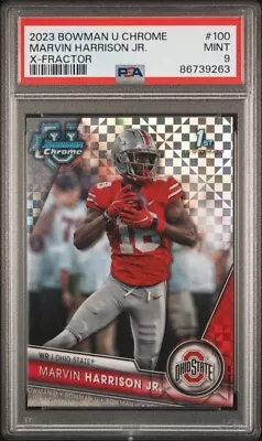 2023 Bowman University Chrome MARVIN HARRISON JR. XFractor RC Buckeyes PSA 9 • $35