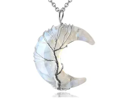 Crystal Colored Moon Necklace Sterling Silver 925 Chain Jewelry Fashion Gift New • $21.99