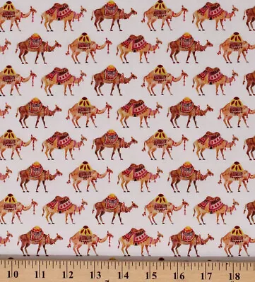 Cotton Camels Travelling Animals Moroccan Nights Fabric Print BTY D375.54 • $14.95