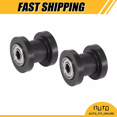 TWO 8mm Chain Tensioner Roller Slider Pulley Wheel Idler For Motorcycles Black • $13.49