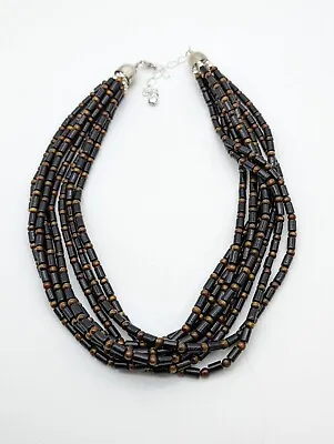 Jay King DTR Sterling Black And Gold Coral Bead 8 Strand Necklace 18  - 20  • $69.99
