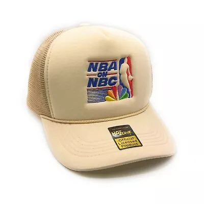 Retro Basketball NBC Mesh Trucker Snapback (Khaki) • $13.95