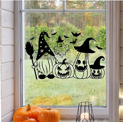 £3.99 • Buy Gnome Pumpkin Sticker Wall Halloween Scary Ghost Vinyl Decal Window Decoration