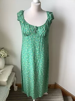 BNWT M&S Green Floral Paisley Print Midi Dress Size Large (12) Side Split • $18.88