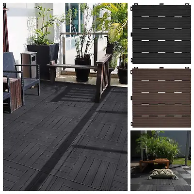 10PCS Garden Composite Interlocking Decking Floor Tiles 30x30cm Patio Flags Deck • £29.44