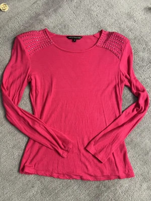 £0.99 • Buy M&s Limited Collection Studded Shoulder Fuchsia Long Sleeved Women’s Top Size 8