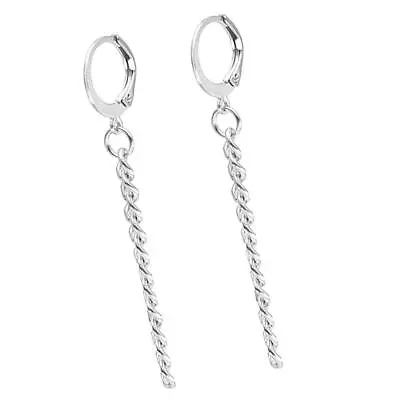 Stainless Steel Long Chain Tassel Dangle Earrings Hoop Studs For Women Men • £4.30
