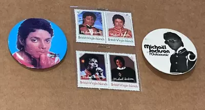 MICHAEL JACKSON Pins & Stamps Lot • $5.99