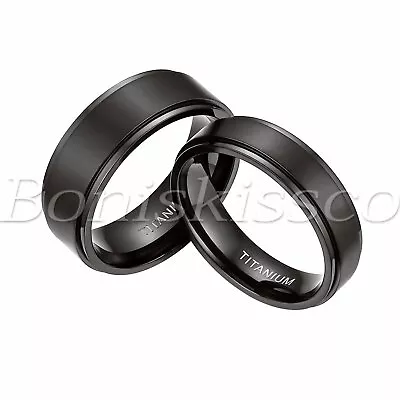 Men's Women's 6mm 8mm Black Titanium Rings Couple Wedding Band Matte Comfort Fit • $9.99