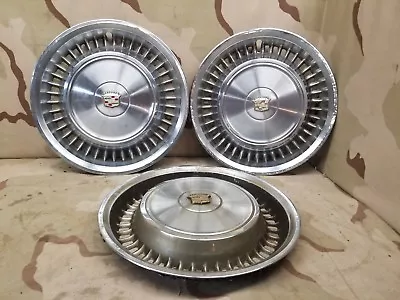 (3) 1971 1972 71 72 Cadillac Fleetwood DeVille Vintage Cap Wheel Caps OEM 16  • $89.97