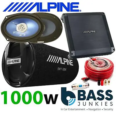 ALPINE 1000 Watts 12  Car Sub Bass Tube 6x9 Amplifier & Amp Kit Package • £319.95