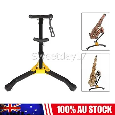 $20.89 • Buy NEW Portable Alto Tenor Sax Saxophone Tripod Stand Holder Folding Tool Black AU