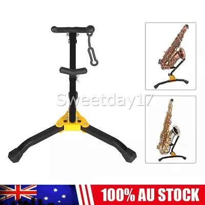 $27.34 • Buy NEW Portable Alto Tenor Sax Saxophone Tripod Stand Holder Folding Tool Black AU