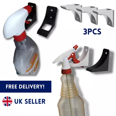 £3.99 • Buy 3X Spray Bottle Storage Hook Wall Mounted Holder Cleaning Accessories For Garage