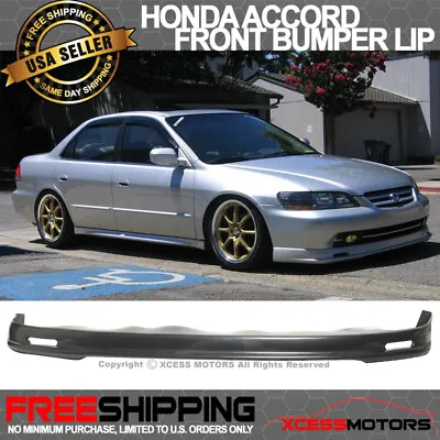 Fits 98-02 Honda Accord Sedan Mugen Style Front Bumper Lip Spoiler Unpainted PU • $79.71