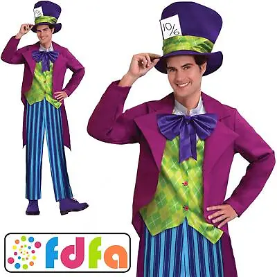 Amscan Official Alice Mad Hatter Adults Mens Fancy Dress Costume • £23.09