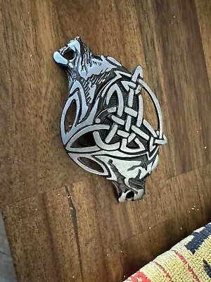 Vintage Men Belt Buckle Western Cowboy Style Alloy Celtic Knot Double Wolf Head • $6.99