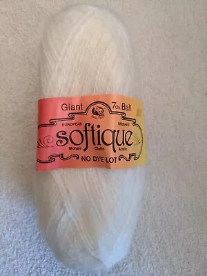 Lana Moro Inc SOFTIQUE  7 Oz Knitting White Mohair Olefin Acrylic 🧶 550 Yards • $12.50