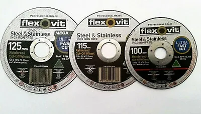 Flexovit Cutting Disc Ultra Thin 1mm X 100mm 115mm 125mm Steel & Stainless 1x 5x • $5.53