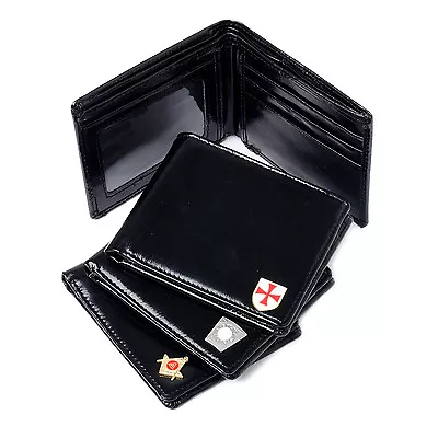 Quality Black Masonic Soft Real Leather Wallet Royal Arch Knights & Mark • $53.65