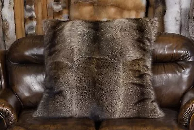 1395 Large Canadian Raccoon Fur Pillow Genuine Fur Pillow Real Fur Cushion Fur • $356.99