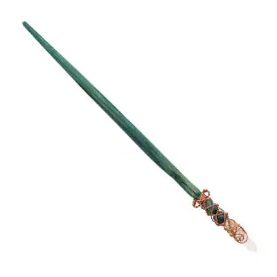 Moss Agate & Clear Quartz Oak Wood Wand NEW Handcrafted Magic 11  Wire-Wrapped • $33.79