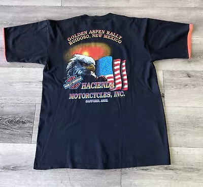 Vintage Harley Davidson Shirt Large Double Sleeved Neon Orange Eagle 90s 1991 • $40