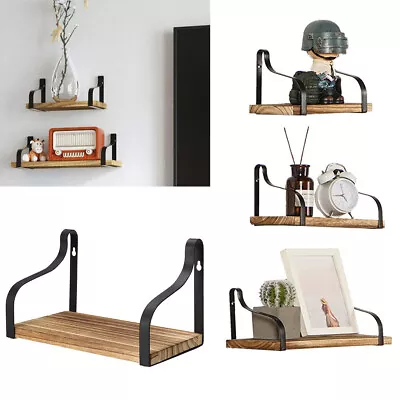 1/3 Wood Floating Shelf Wall Mounted Hanging Rack Display Rustic Storage Shelves • £14.94