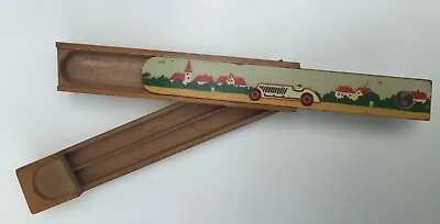 £20 • Buy Vintage Wooden School Sliding Pencil Box With Car Design
