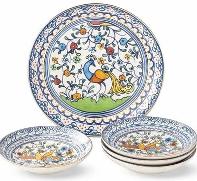$222.12 • Buy Williams Sonoma Jardim Peacock Set Of 5 Serving Pasta Salad Bowls Italy NIB