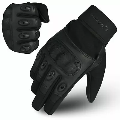 WFX Leather Motorbike Gloves Summer Hard Knuckle Touchscreen Biker Motorcycle • £9.99