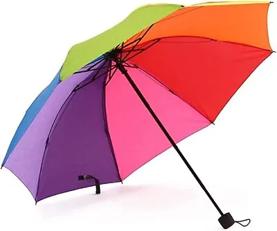 $22.49 • Buy Rib Rainbow Portable Tri-Folded Collapsible Lightweight And Cute Travel Umbrella