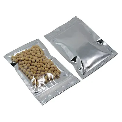 Many Different Sizes For 100 Flat Clear Silver Foil Mylar For Zip Food Bags Lock • $16.50