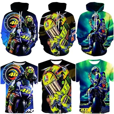 UK Rossi VR46 Motorsport Inspired Kids/Adults 3D T-Shirts Hoodies Pullover Tops • £9.64