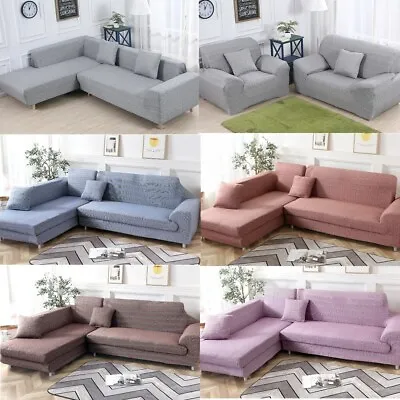 $15.99 • Buy Stretch Sofa Covers 1 2 3 4 Seater Elastic Couch Cover L Shape Corner Slipcover