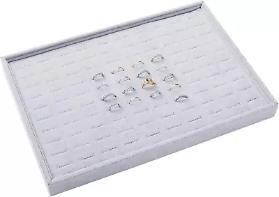 Grey Velvet Stackable 100 Slot Ring Inserts Jewelry Tray Showcase Display Organi • $22.44