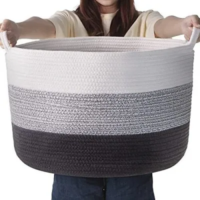 Large Cotton Rope Storage Basket: Humbson Baby Laundry Woven Hamper - 21.7 X ... • $19.99