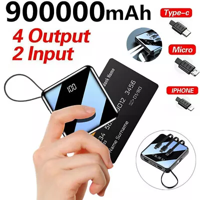 $24.99 • Buy Portable 900000mAh Mini Power Bank Battery Pack 2 USB-C Charger Fast Charging