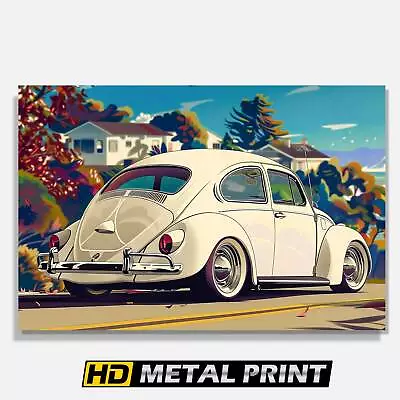 1957 VW Beetle Metal Print Vintage Car Decor Retro Artwork Classic Wall Art • $13.49