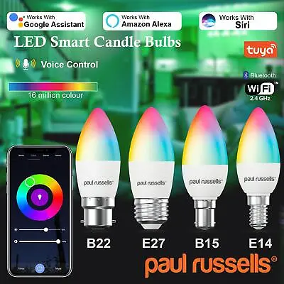LED Smart WiFi RGB Bulbs For Apps By IOS & Android B22 B15 E27 E14 Cap 40W Light • £78.99