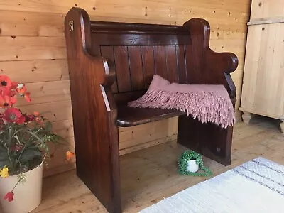 £325 • Buy Antique Solid Pine Church Pew Monks Bench Settle Dining Hall Seat Wooden Chair